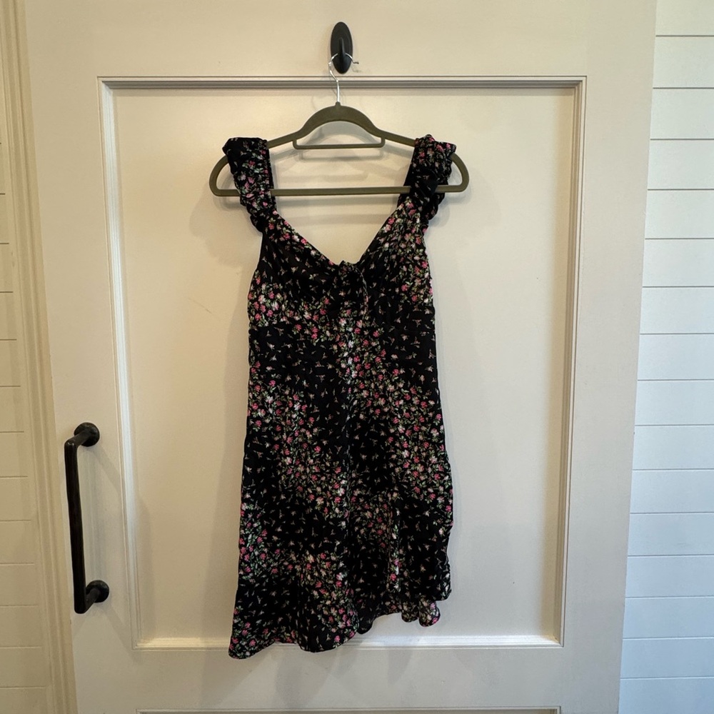 Francesca's Collections Black and Pink Floral Mini Dress
